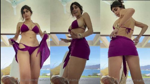 Mia Khalifa Onlyfans Purple Bikini Strip Dancing NEW