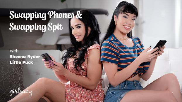 GirlsWay – Sheena Ryder, Little Puck – Swapping Phones & Swapping Spit